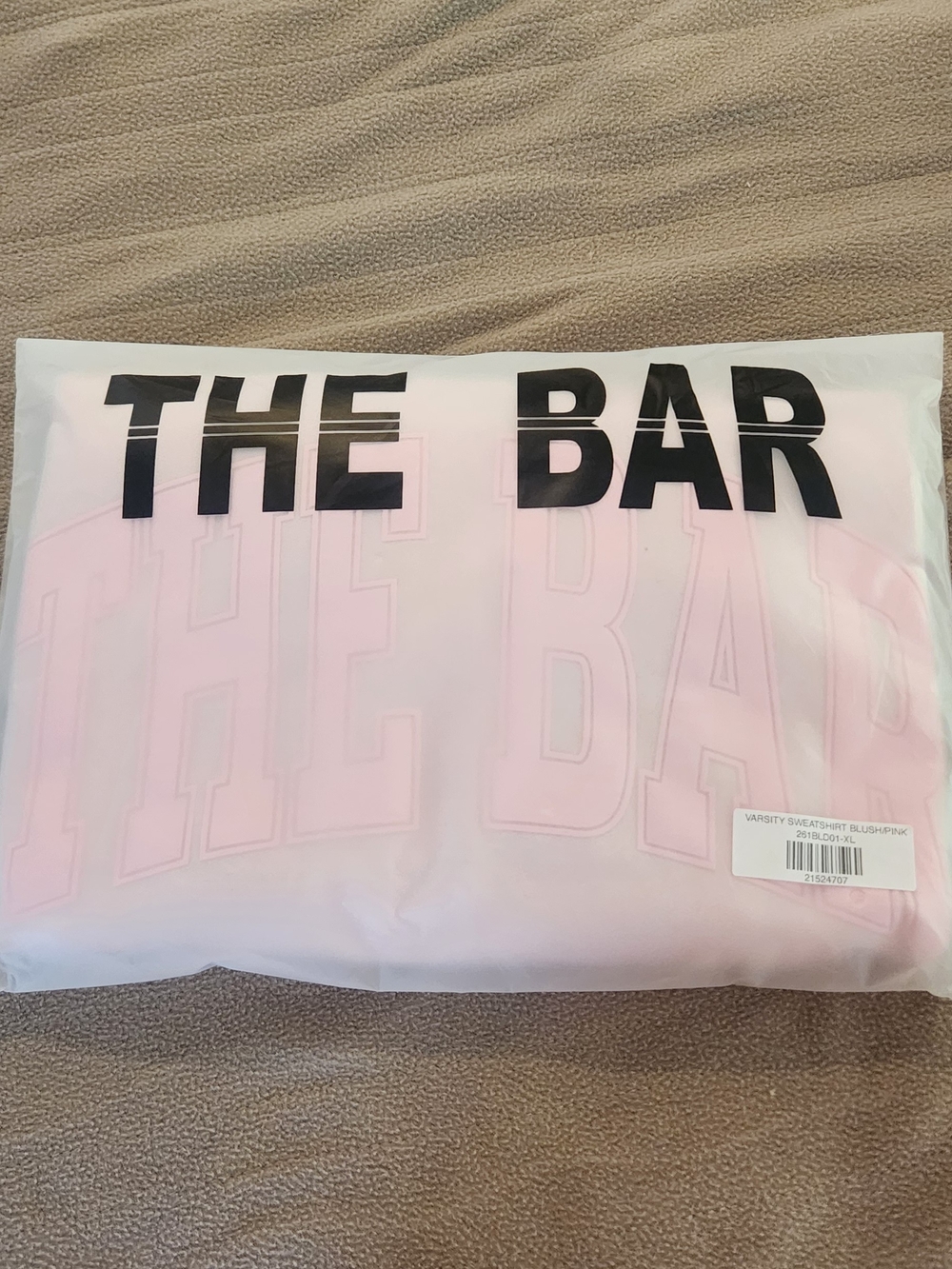The Bar Blush Pink Varsity Sweatshirt XL